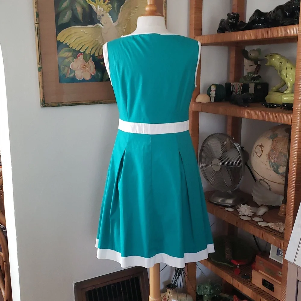 Nadine Milano Teal & White Shift Dress Size 12 - Picture 5 of 11